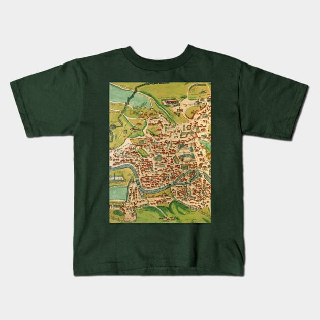 Antique City Map of Rome, Italy with Fortification Kids T-Shirt by MasterpieceCafe